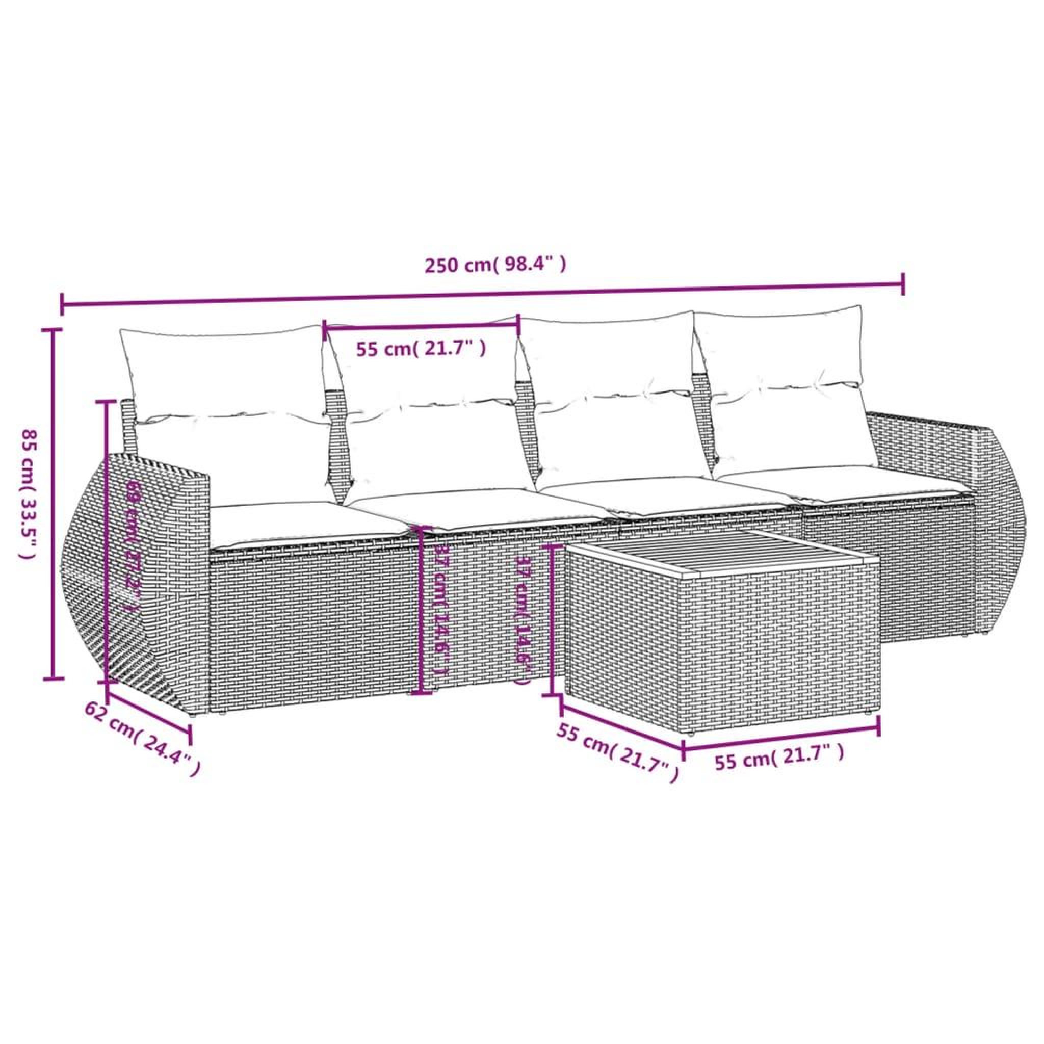 Voir la diapositive 6 : VIDAXL Salon de jardin 5 pcs avec coussins gris resine tressee