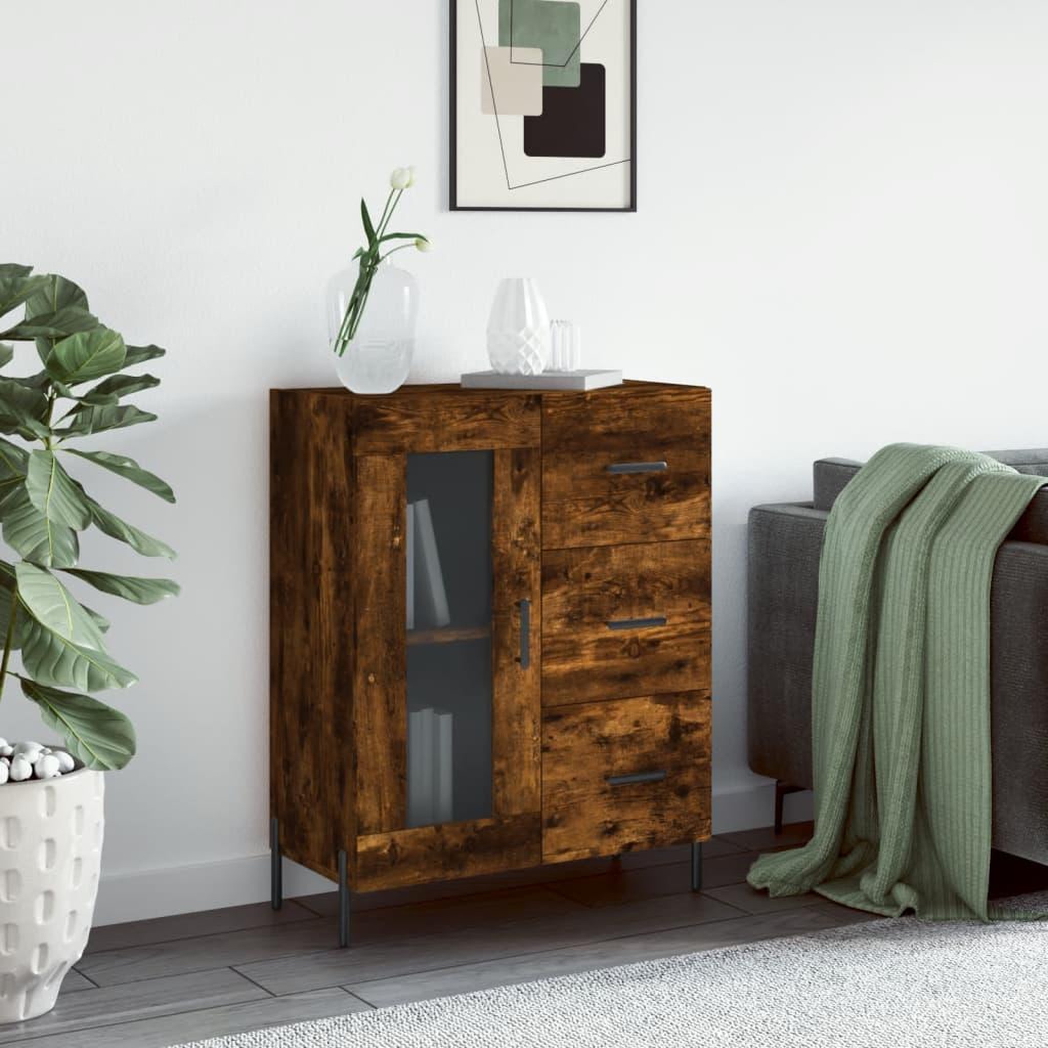 VIDAXL Buffet chene fume 69,5x34x90 cm bois d'ingenierie