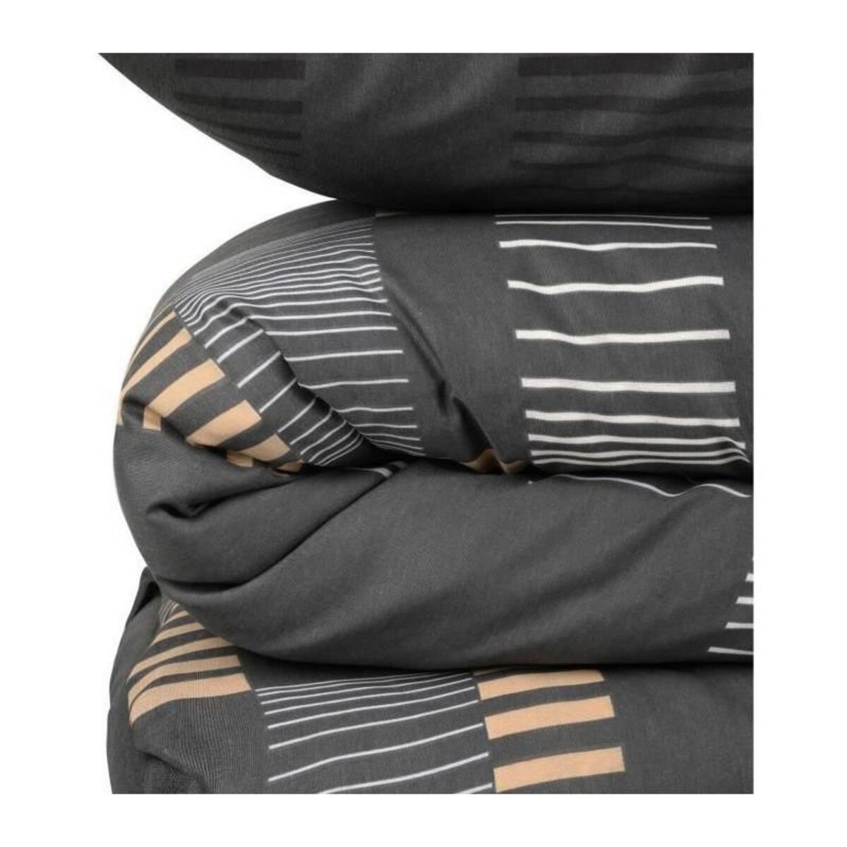GENERIQUE Parure de lit - 1 housse de couette 220x240 cm + 2 taies d'oreiller 60x60 cm - 65% coton, 35% polyester - Anthracite