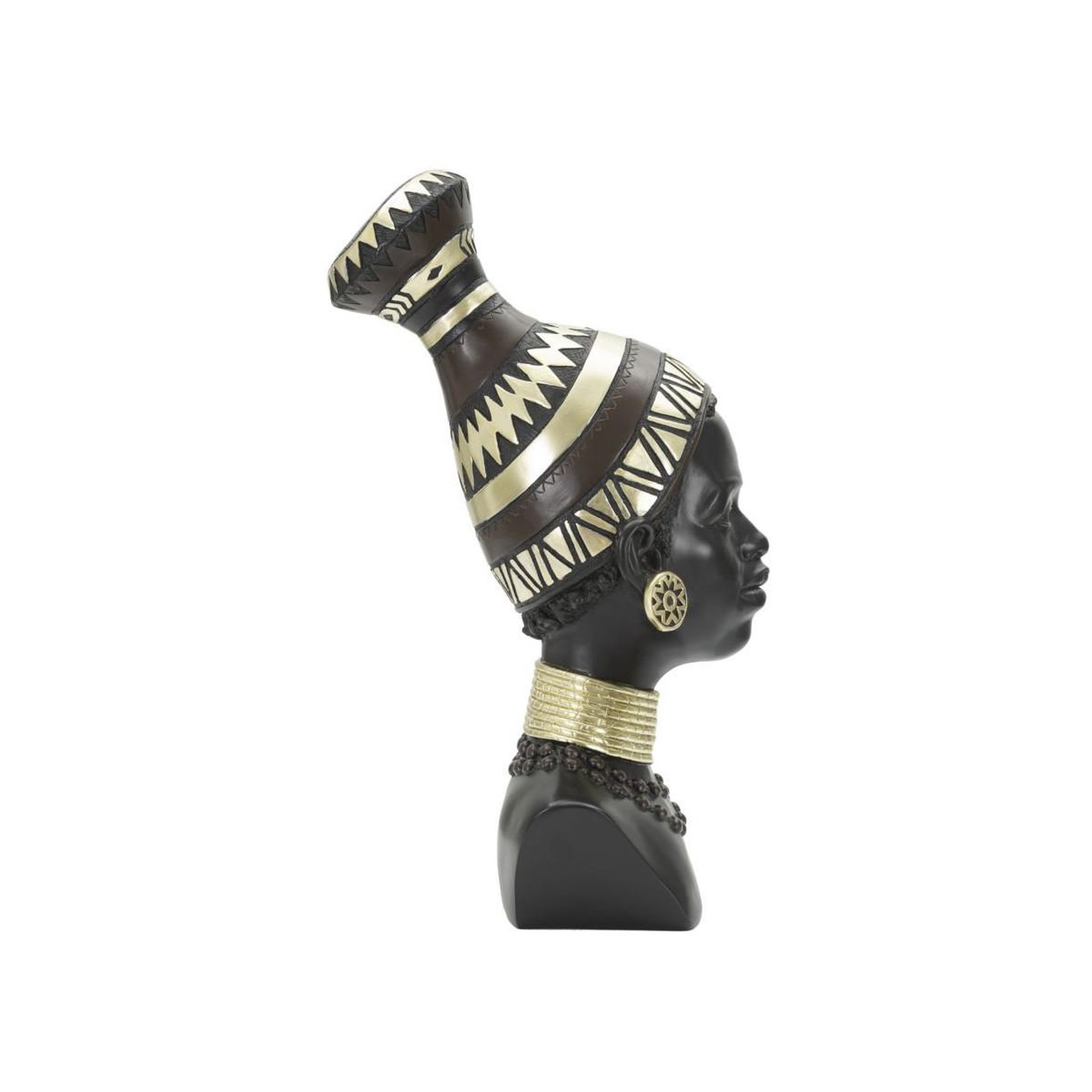 Voir la diapositive 2 : Paris Prix Statuette tête femme tribu  massai  38cm noir