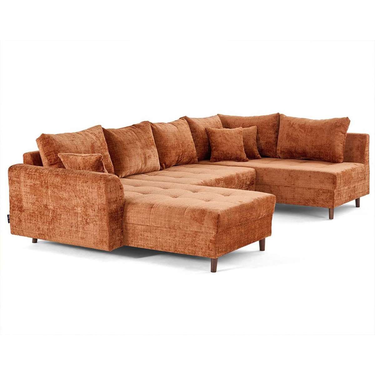 LISA DESIGN Rune - canapé panoramique d'angle droit 7 places en velours texturé