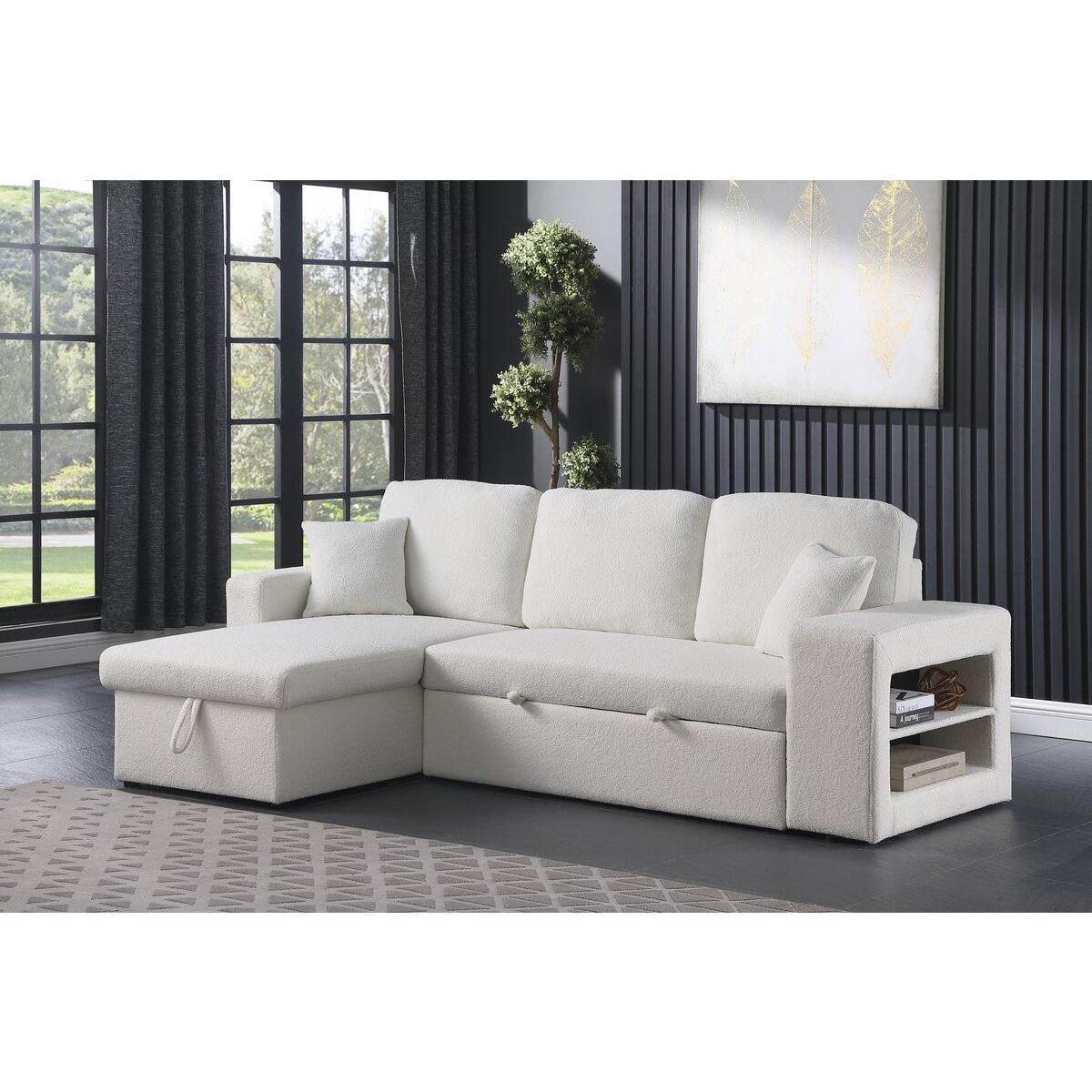 Habitat et Jardin Canapé d'angle bouclettes convertible/reversible  Axel  - 3 Places - Blanc