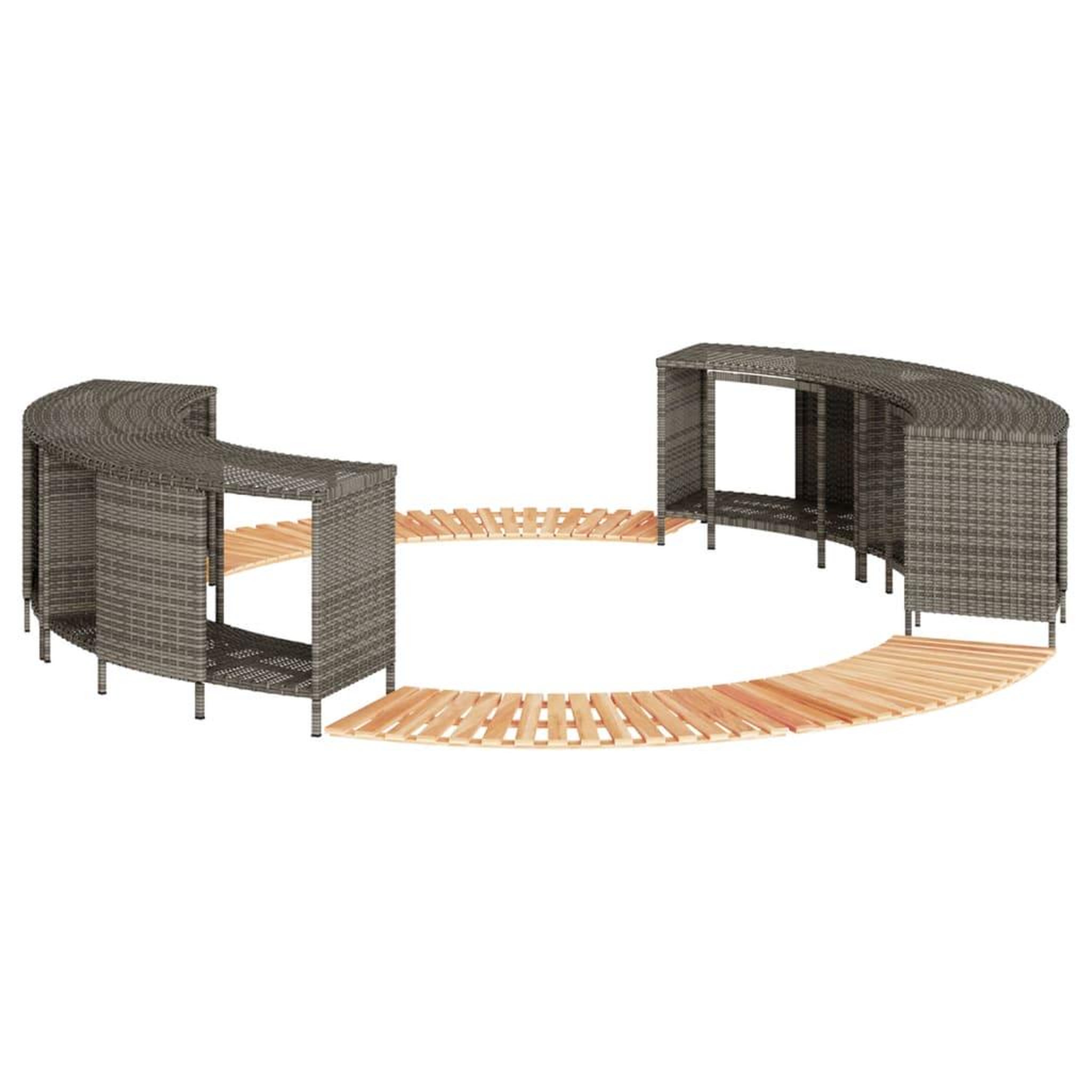 VIDAXL Cadre de bain a remous gris resine tressee bois massif d'acacia