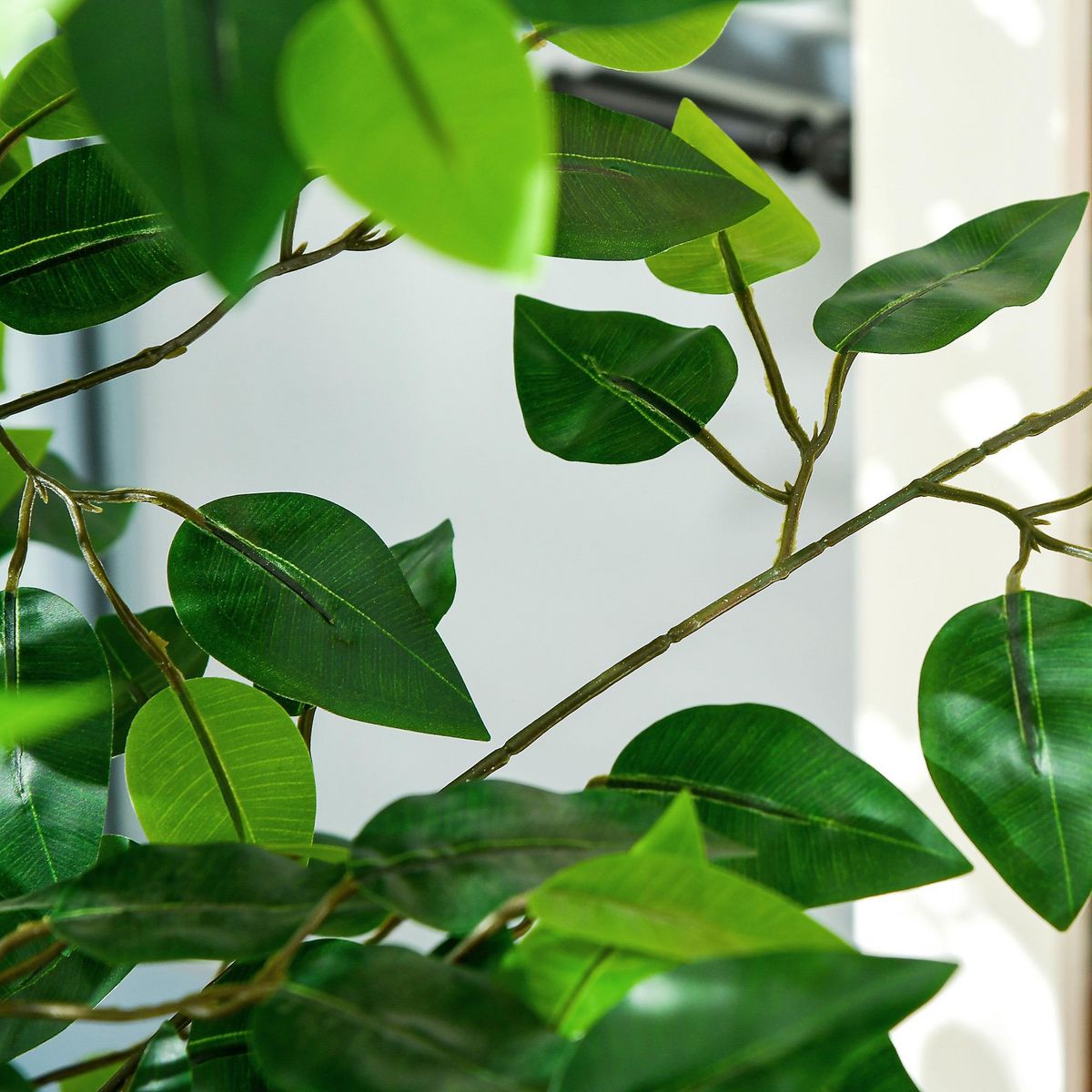 HOMCOM Lot de 2 plantes artificielles arbres ficus H.1,80 m tronc branches liane lichen feuilles grand réalisme pot inclus