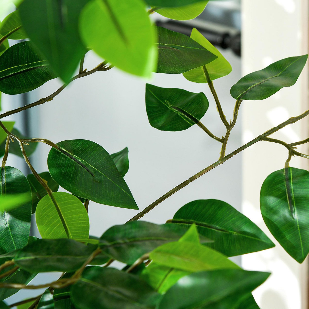 HOMCOM Lot de 2 plantes artificielles arbres ficus H.1,80 m tronc branches liane lichen feuilles grand réalisme pot inclus