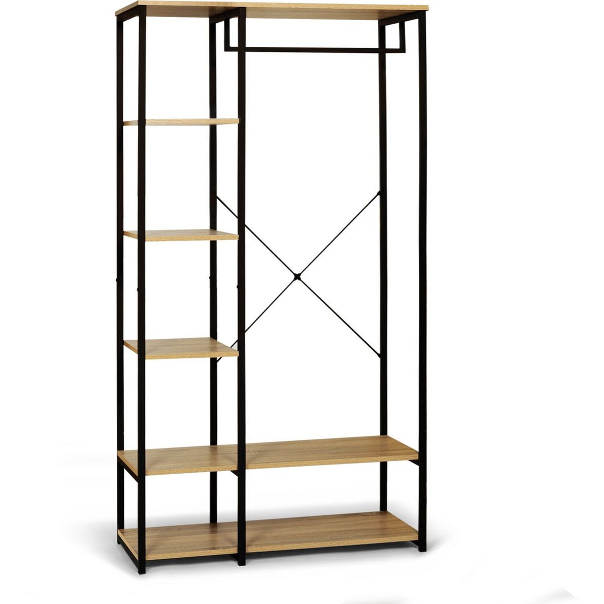 Dressing ouvert style indsutriel bois et métal L90 cm HOUSTON