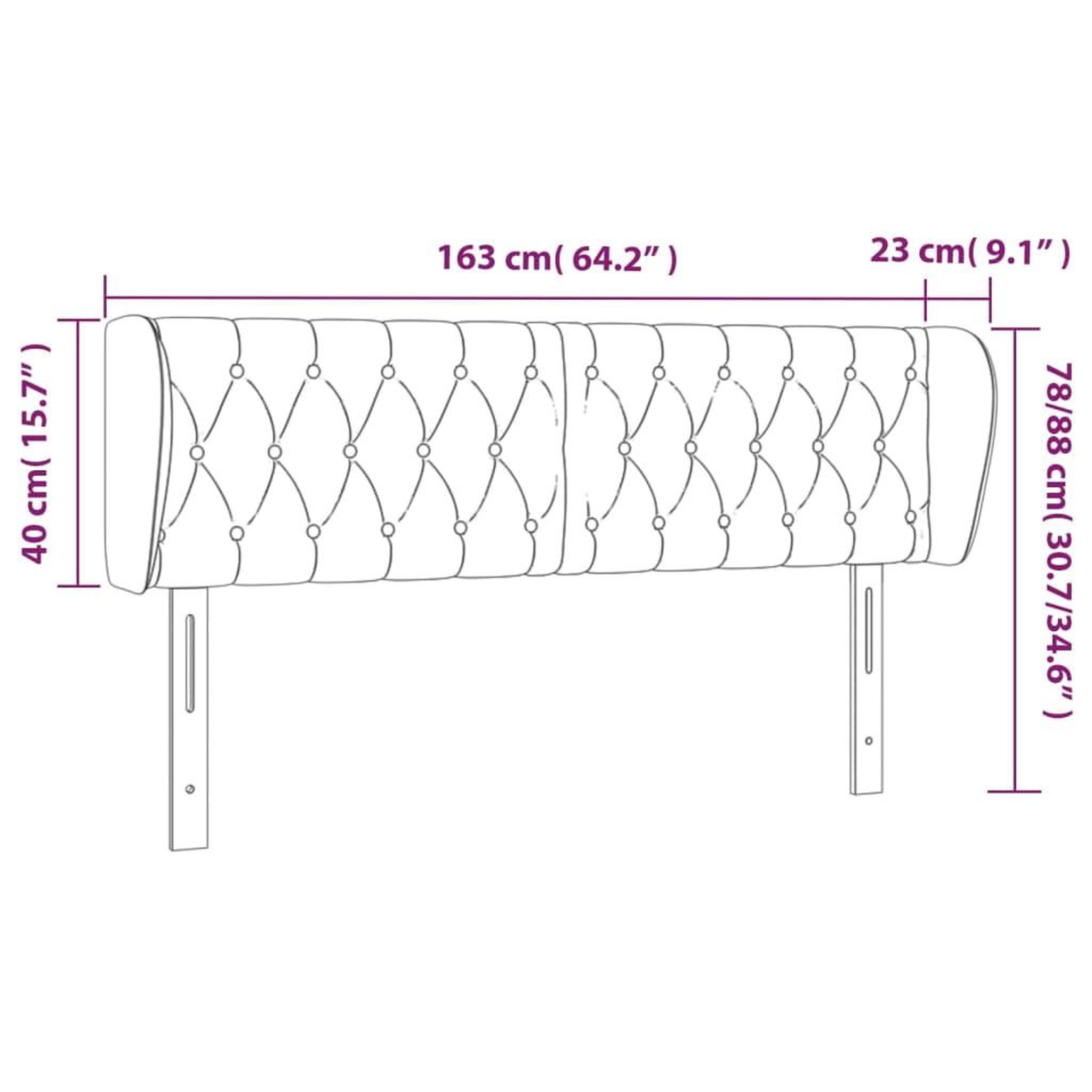 Voir la diapositive 6 : VIDAXL Tete de lit avec oreilles Noir 163x23x78/88 cm Tissu