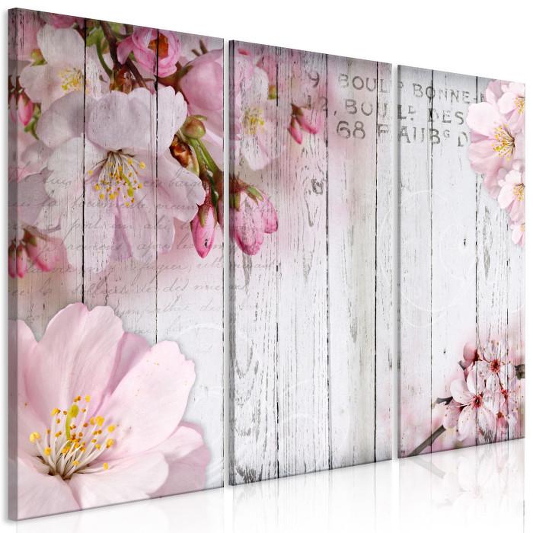 Paris Prix Tableau Imprimé 3 Panneaux  Flowers on Boards. Coloris disponibles : Multicolore