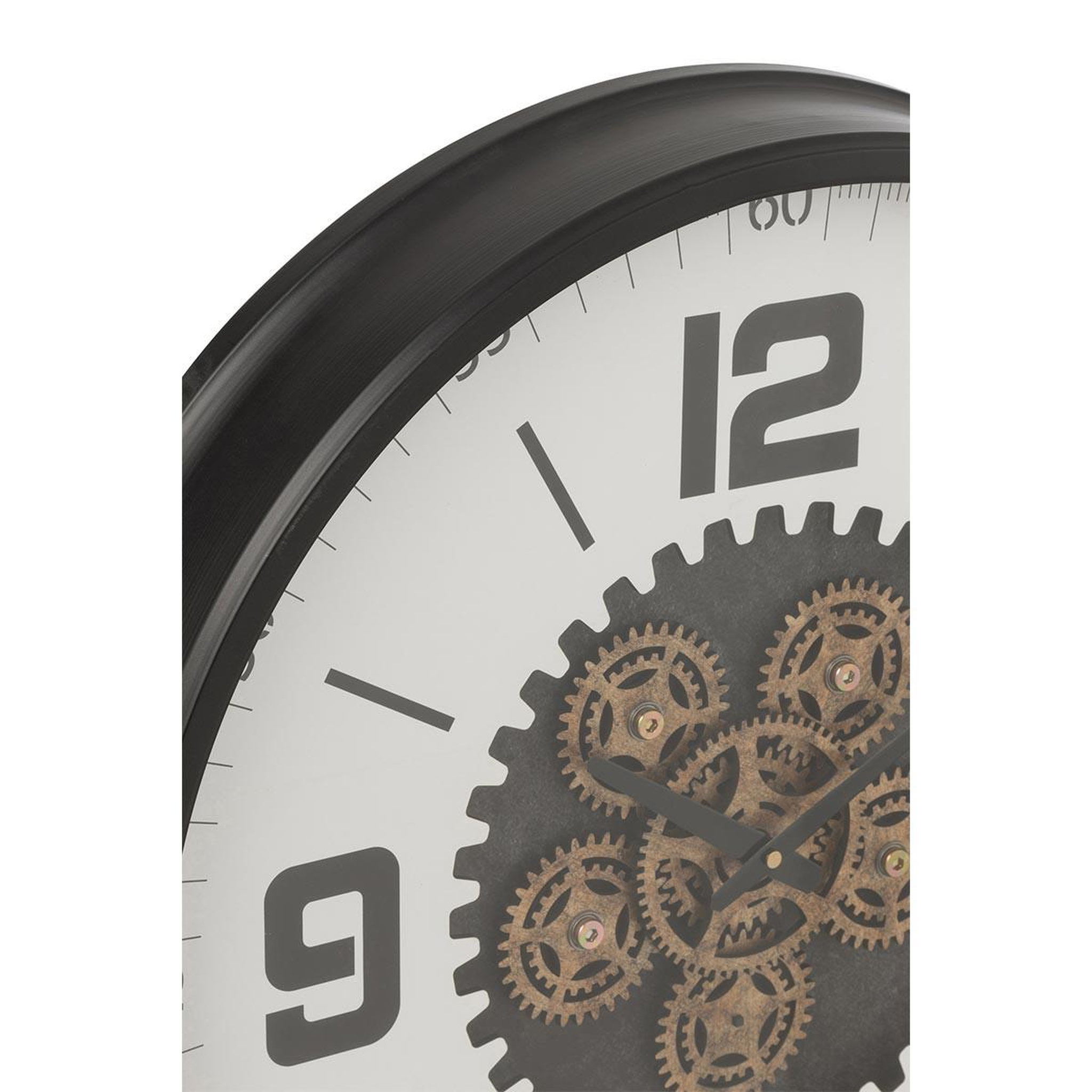 Voir la diapositive 2 : J-LINE Horloge murale engrenage  frosted  60cm noir & blanc