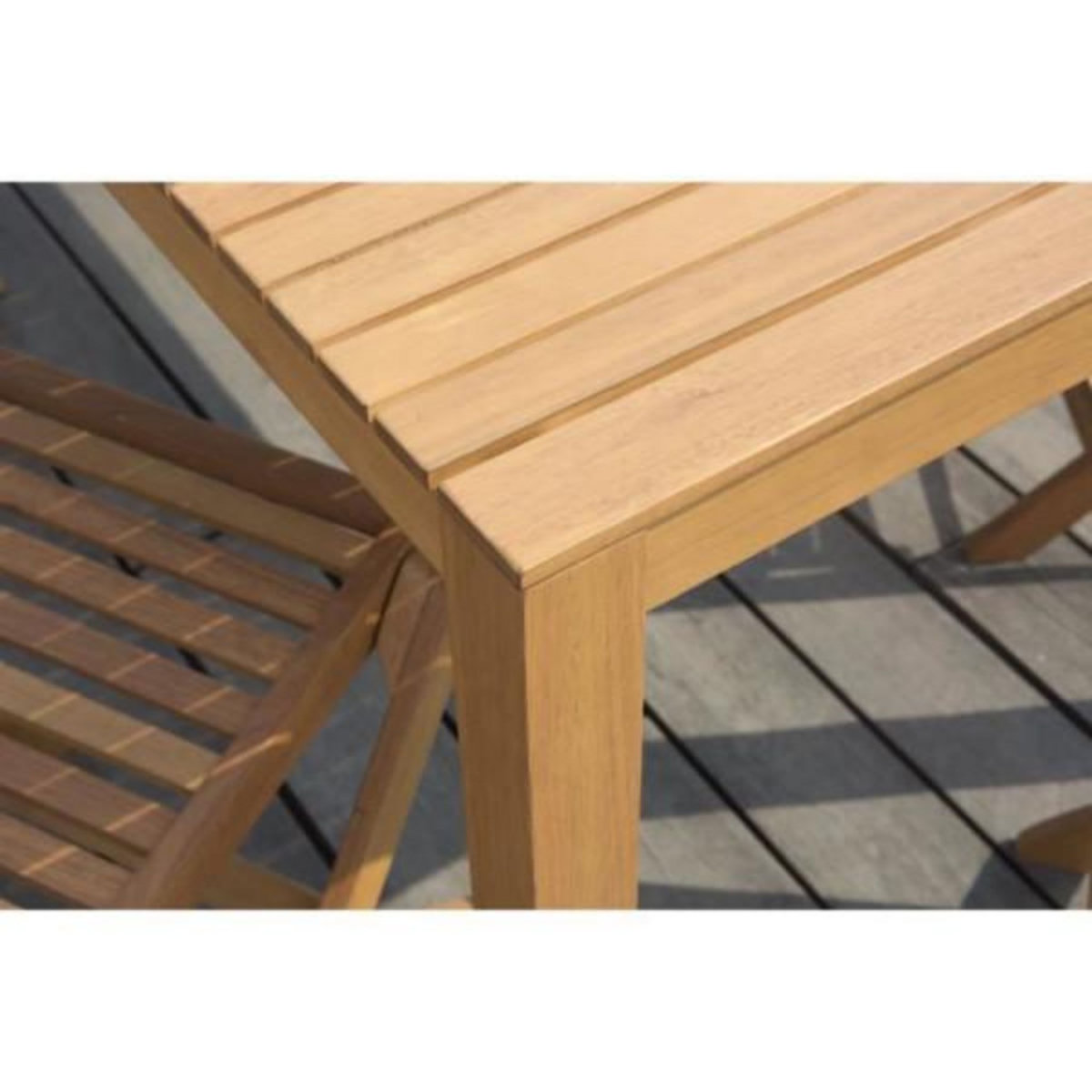 MARKET24 Ensemble repas de jardin 6 personnes - Table 160 x 90 cm + 6 chaises pliantes - Bois Eucalyptus FSC