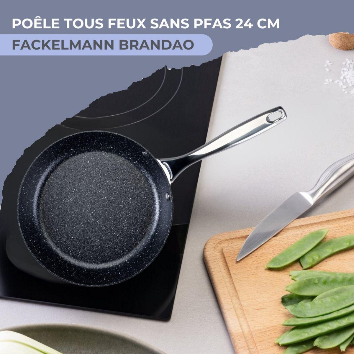 Fackelmann Poêle 24 cm fonte alu revêtement antiadhésif céramique sans PFAS Fackelmann