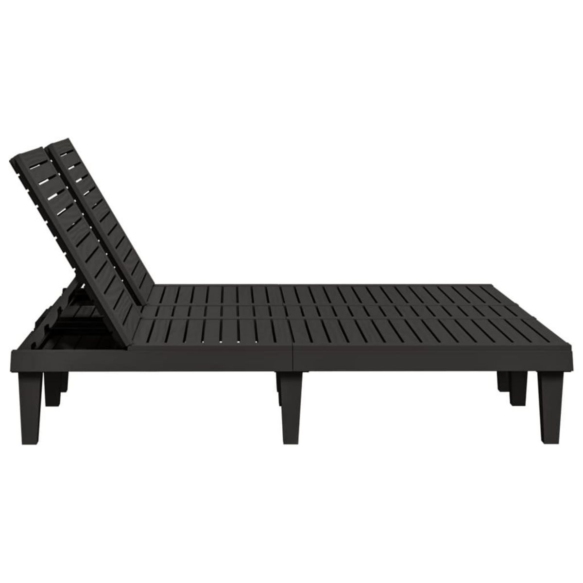 VIDAXL Chaise longue double noir 155x138x83 cm polypropylene