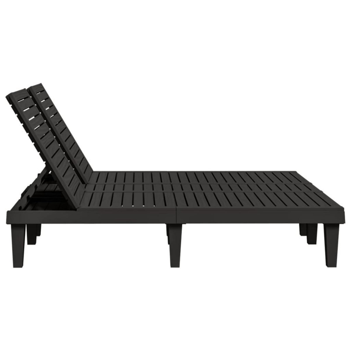 VIDAXL Chaise longue double noir 155x138x83 cm polypropylene