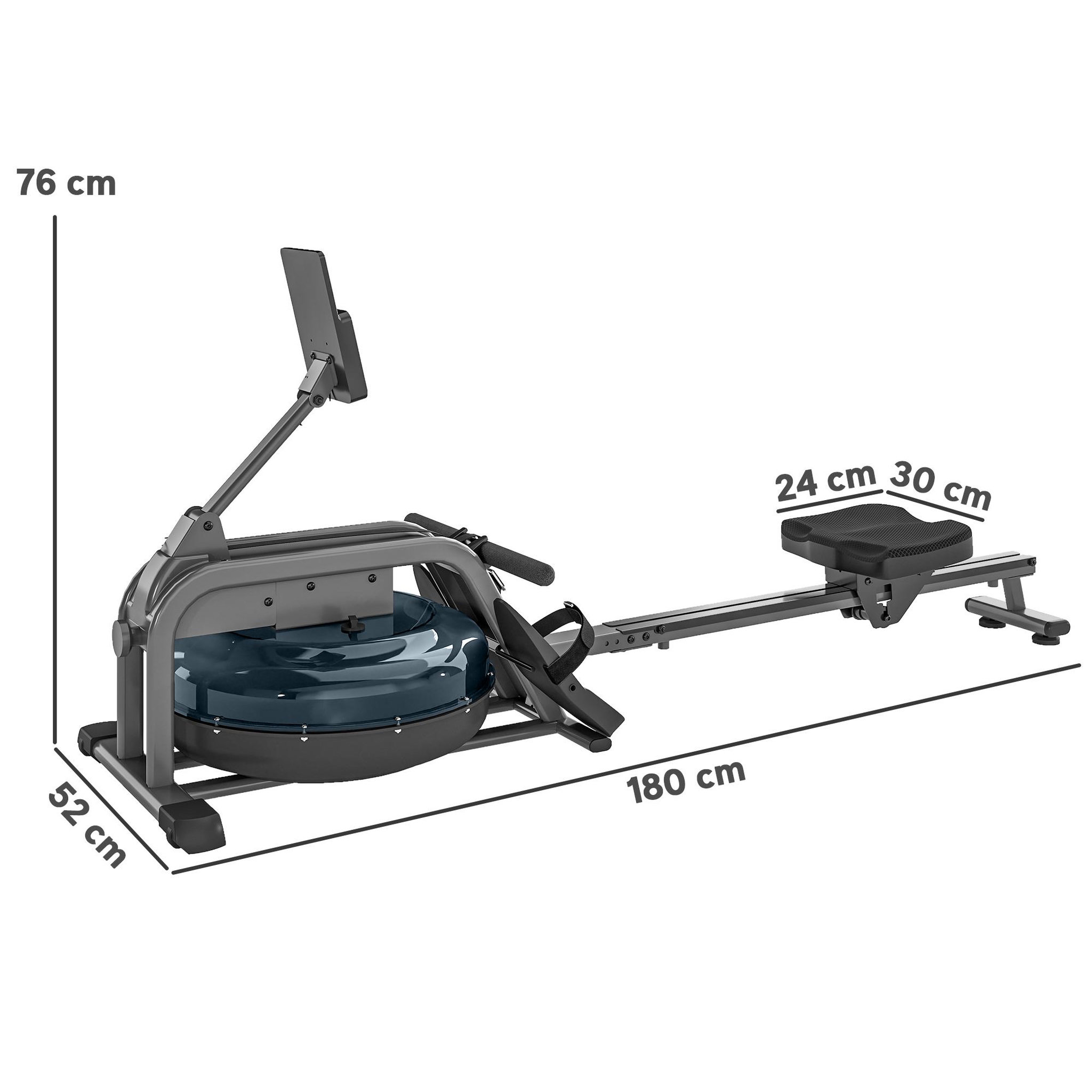 Voir la diapositive 2 : HOMCOM Rameur à eau rameur pliable 6 niveaux de résistance écran lcd multifonction support tablette noir