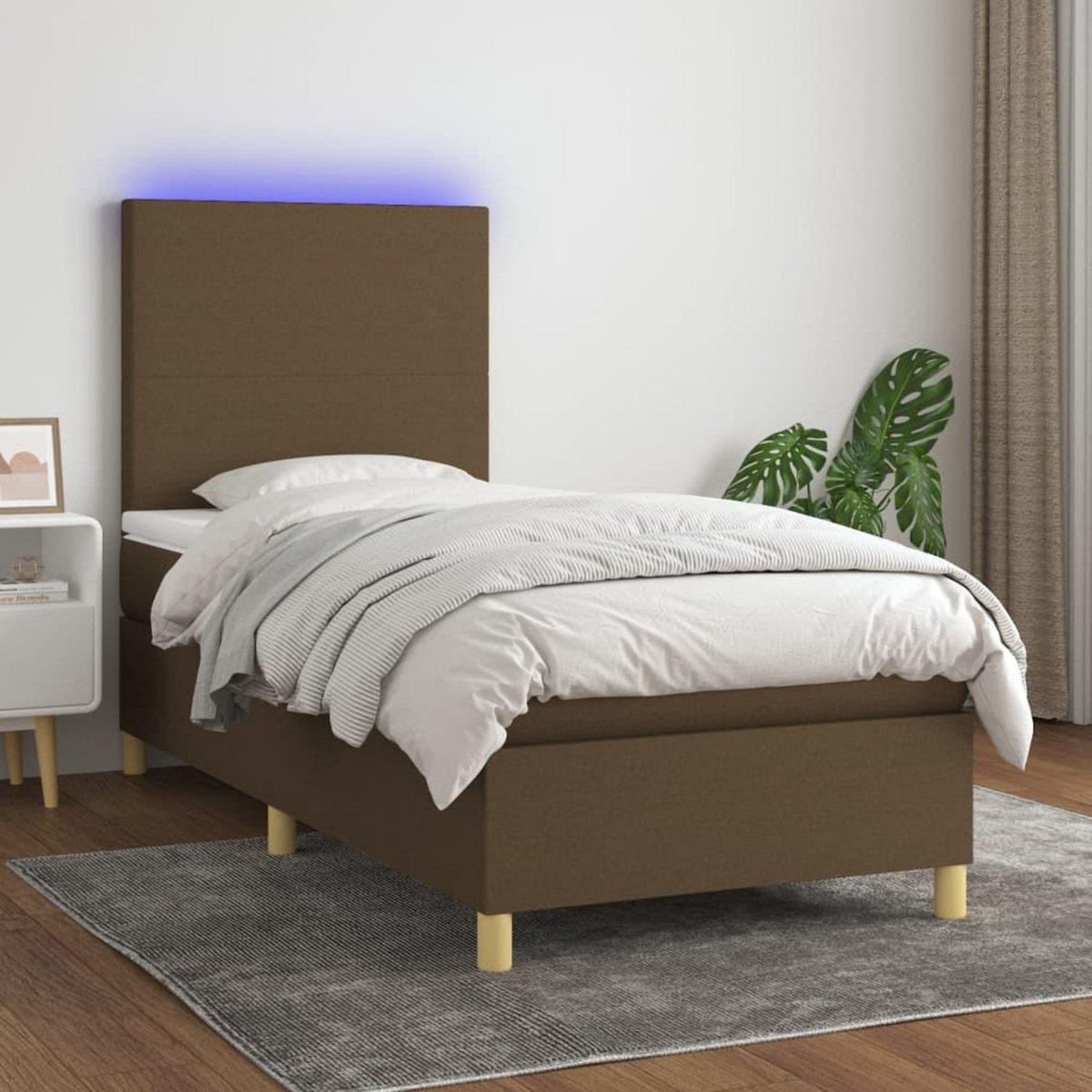 VIDAXL Sommier a lattes de lit et matelas et LED Marron fonce 80x200cm