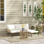 Voir la diapositive 2 : OUTSUNNY Salon de jardin d'angle 3 places résine tressée avec table basse et coussins