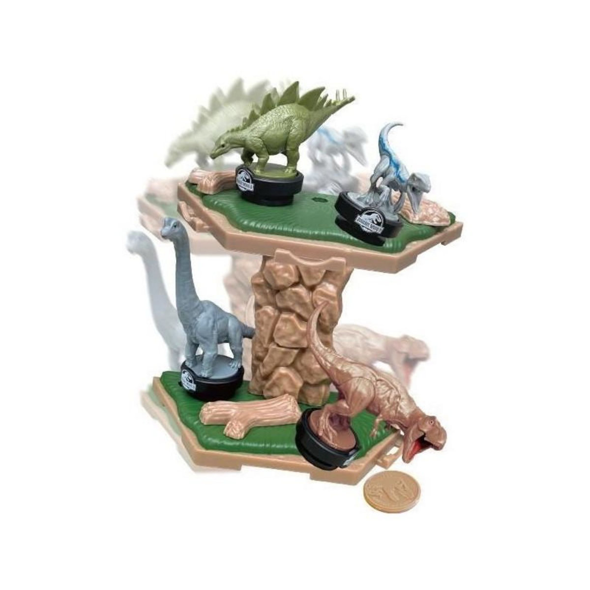 EPOCH Jeu d'Équilibre - EPOCH GAMES - Jurassic World Island Quake - Dinosaures sur Plateforme, Dernier en Place Gagne !