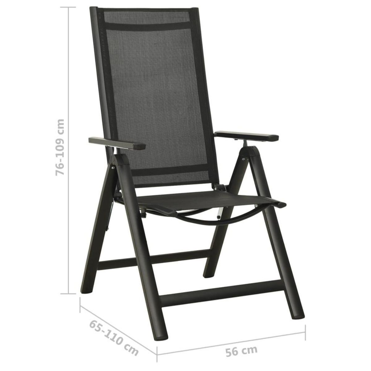 VIDAXL Chaises pliables de jardin lot de 2 Textilene et aluminium Noir