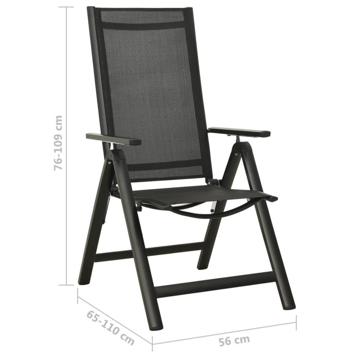 VIDAXL Chaises pliables de jardin lot de 2 Textilene et aluminium Noir