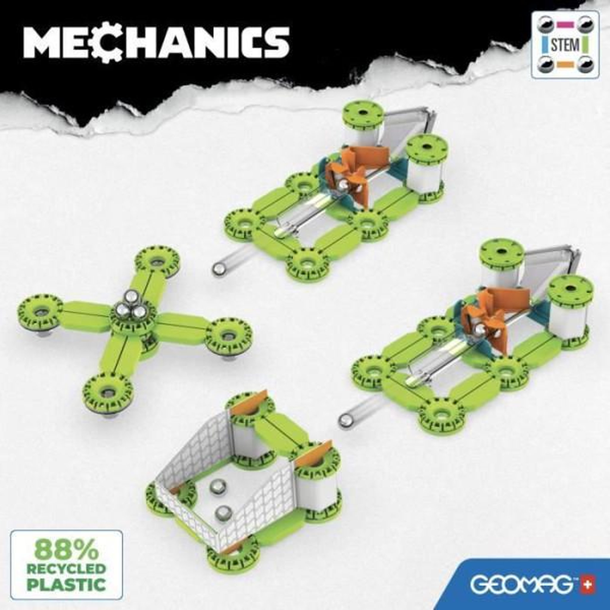 Voir la diapositive 4 : Geomag Coffret de construction - GEOMAG - Mechanics Challenge Goal! - 96 pieces - Magnétique - Jeu interactif - Plastique recyclé