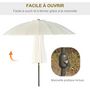 Voir la diapositive 5 : OUTSUNNY Parasol inclinable rond avec manivelle métal fibre de verre Ø 2,55 m polyester haute densité beige