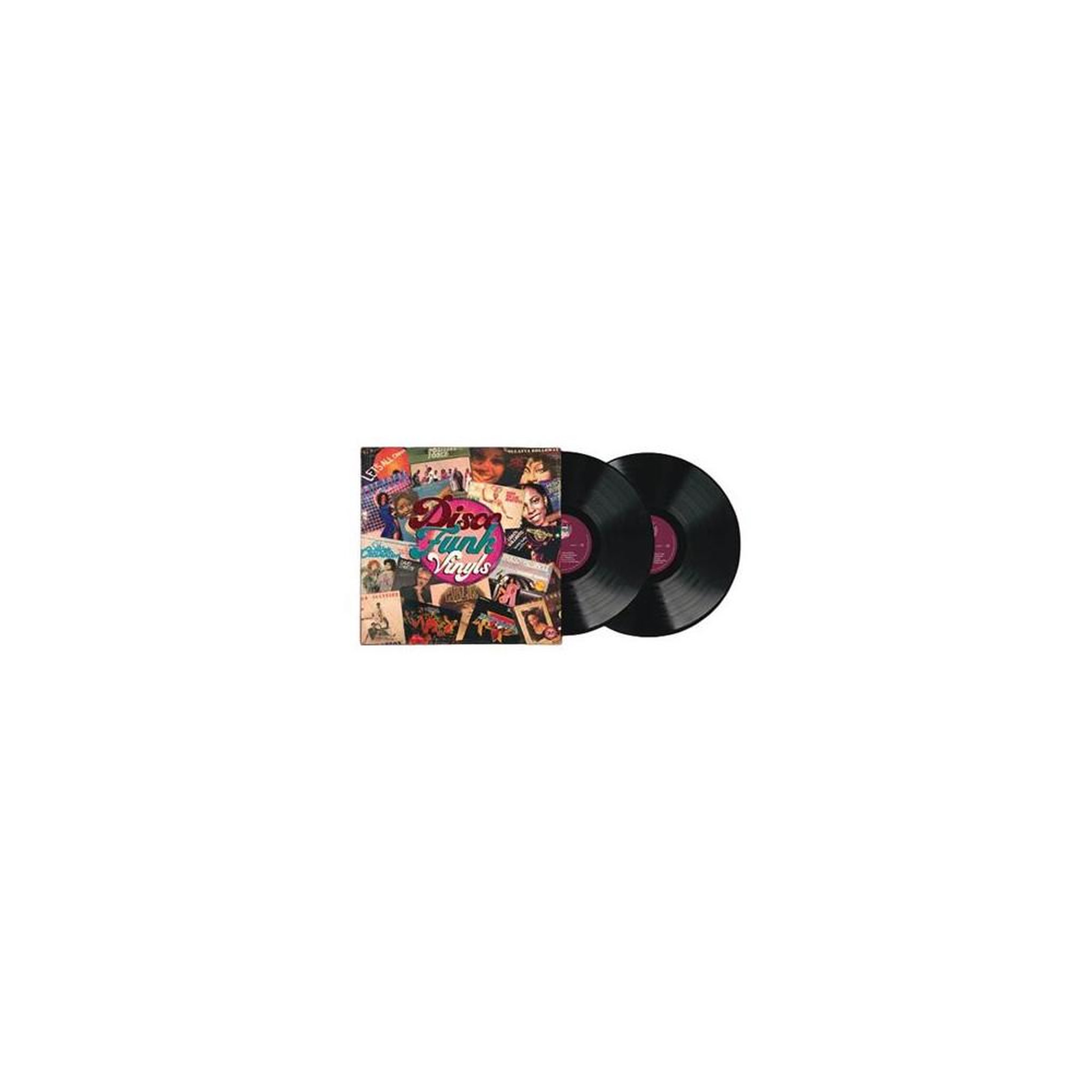 Vinyle disco funk noir – jaquette rétro « disco funk vinyls » (texte en anglais)