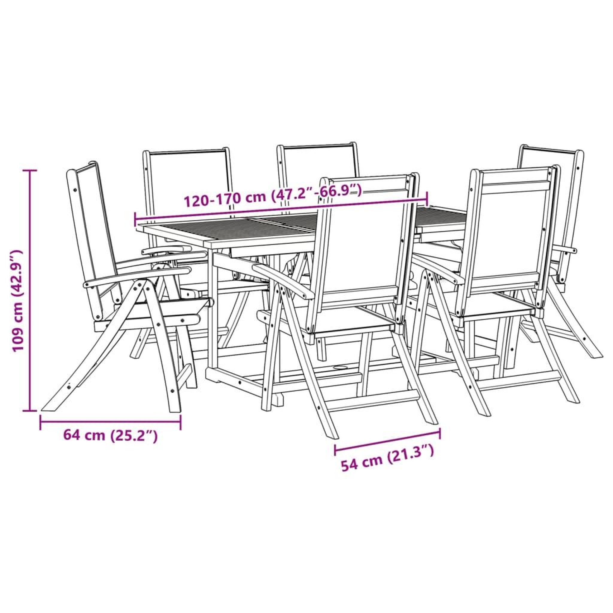 Voir la diapositive 6 : VIDAXL Ensemble a Manger de jardin 7pcs bois d'acacia solide textilene