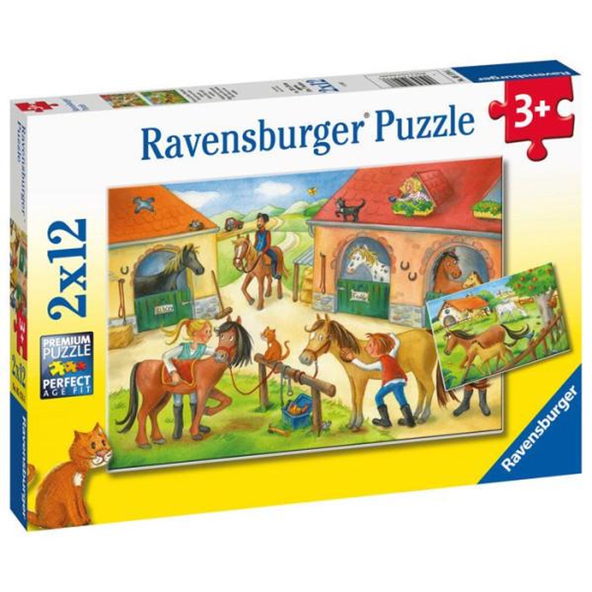 Voir la diapositive 2 : RAVENSBURGER Puzzle enfant ravensburger vakantie op de manege - 2 x 12 pieces - animaux