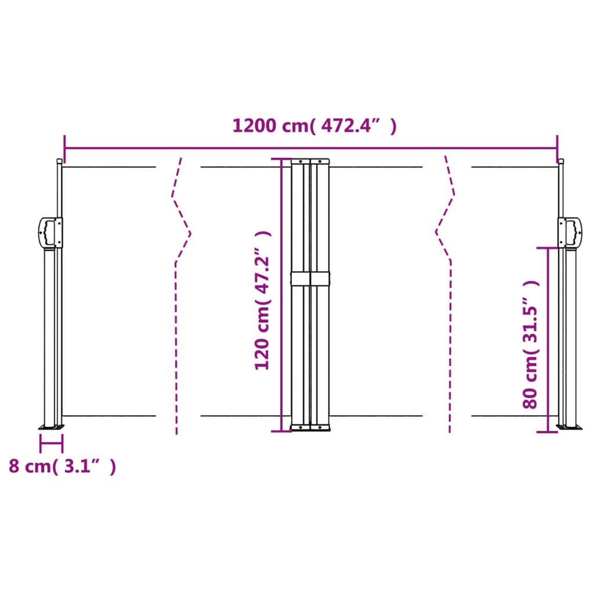 Voir la diapositive 6 : VIDAXL Auvent lateral retractable blanc 120x1200 cm