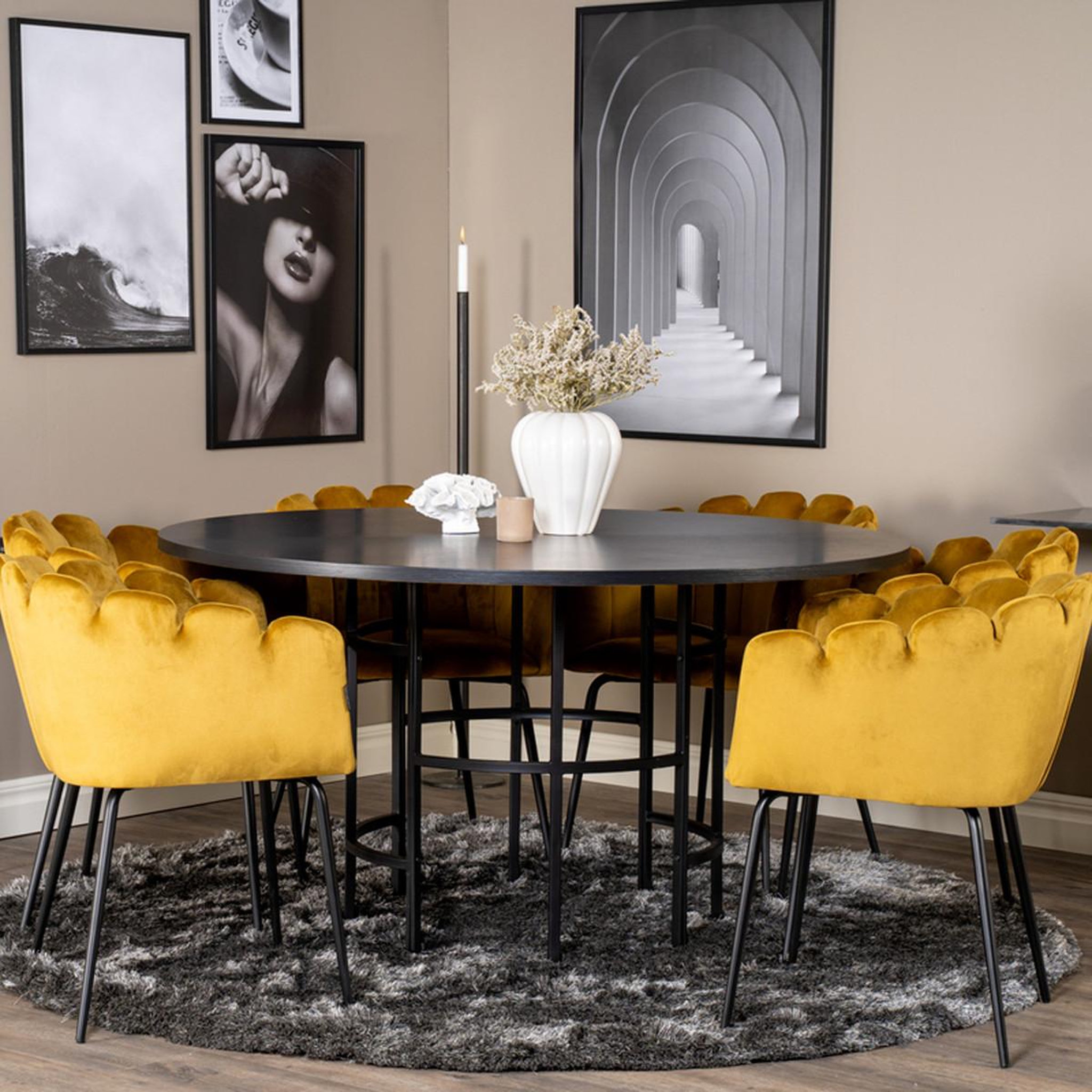 Voir la diapositive 4 : Paris Prix Ensemble table à manger & 6 chaises  copenhagen & limhamn  140cm jaune & noir