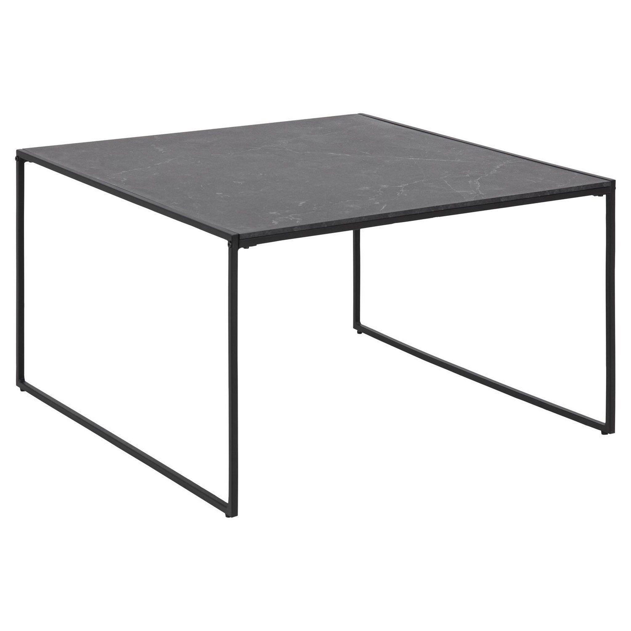 TOILINUX Table basse carré en mélaminé et métal - l.80 cm x h. 48 cm - noir