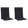 Voir la diapositive 3 : VIDAXL Coussins de chaise a dossier bas lot de 2 noir a carreaux tissu