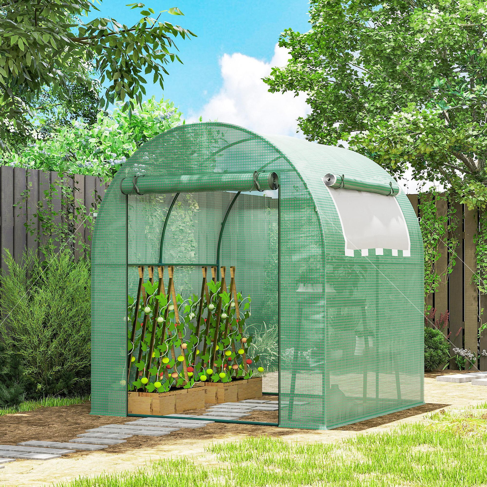 Voir la diapositive 4 : OUTSUNNY Serre tunnel 3,24 m² 2 portes zippées 2 fenêtres maillées acier pe haute densité 135 g/m² vert