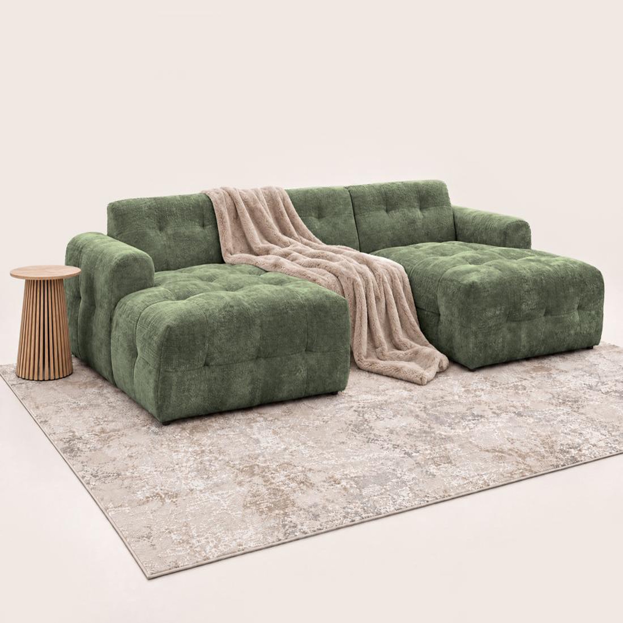 Voir la diapositive 5 : BEST MOBILIER Diane - canapé panoramique en u 6 places en velours texturé