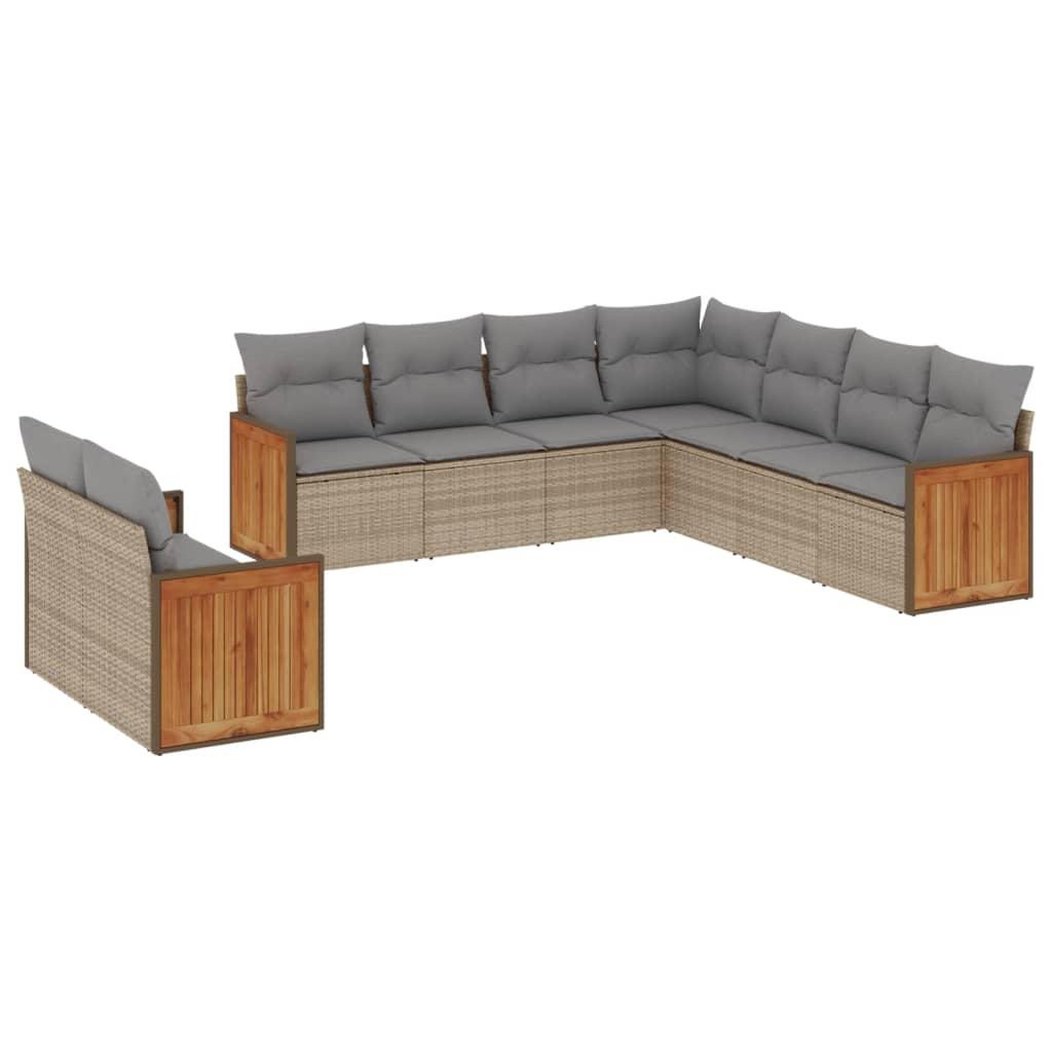 Voir la diapositive 2 : VIDAXL Salon de jardin avec coussins 9 pcs beige resine tressee