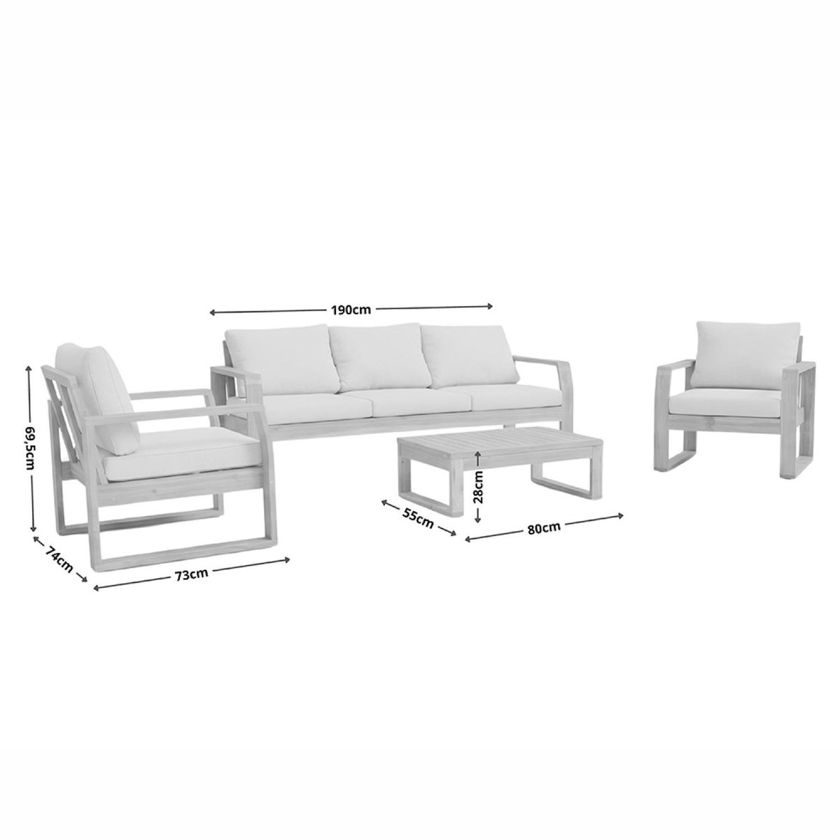 CONCEPT USINE Salon de jardin 5 places en bois d'acacia SURIN