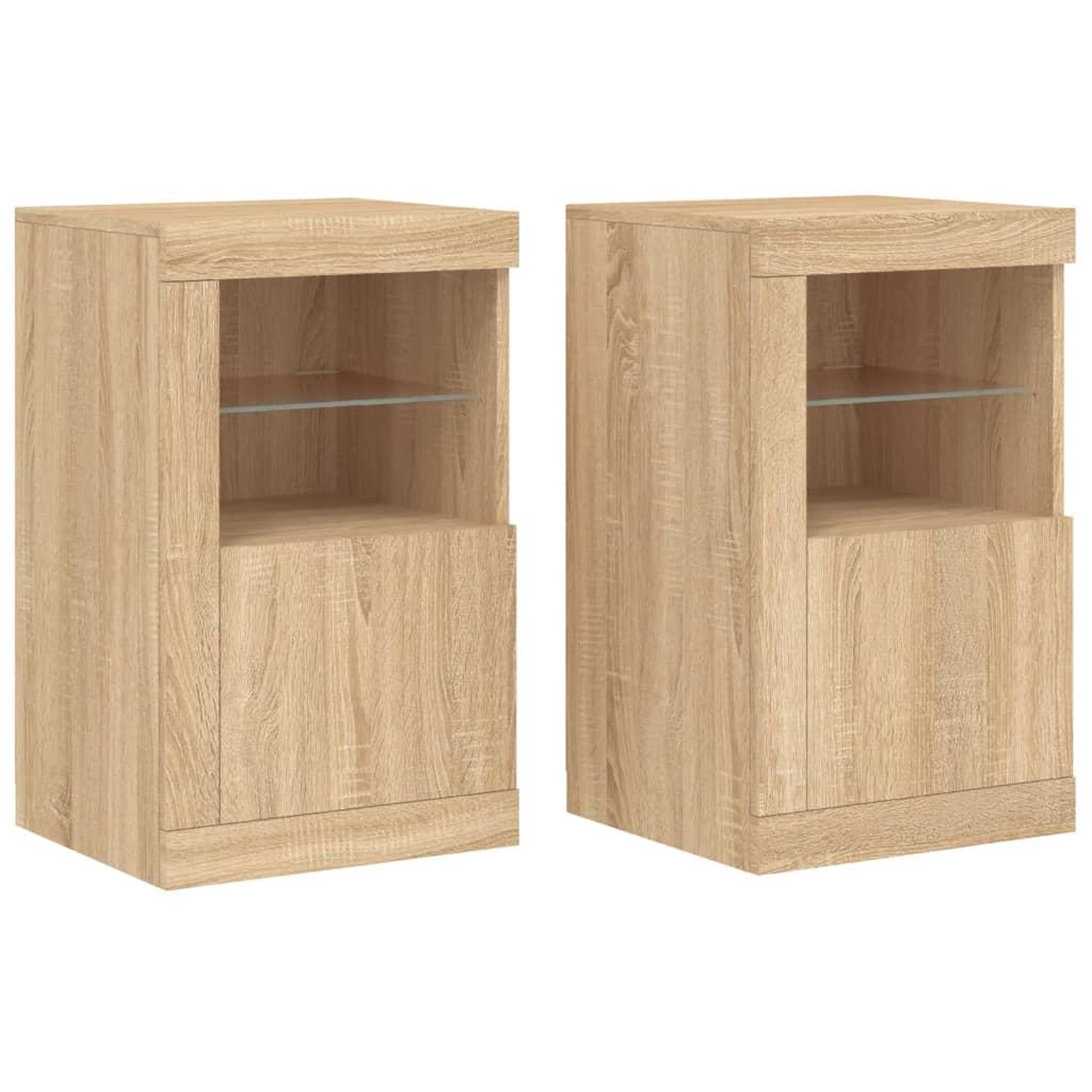 Voir la diapositive 2 : VIDAXL Armoires laterales et lumieres LED 2 pcs chene sonoma