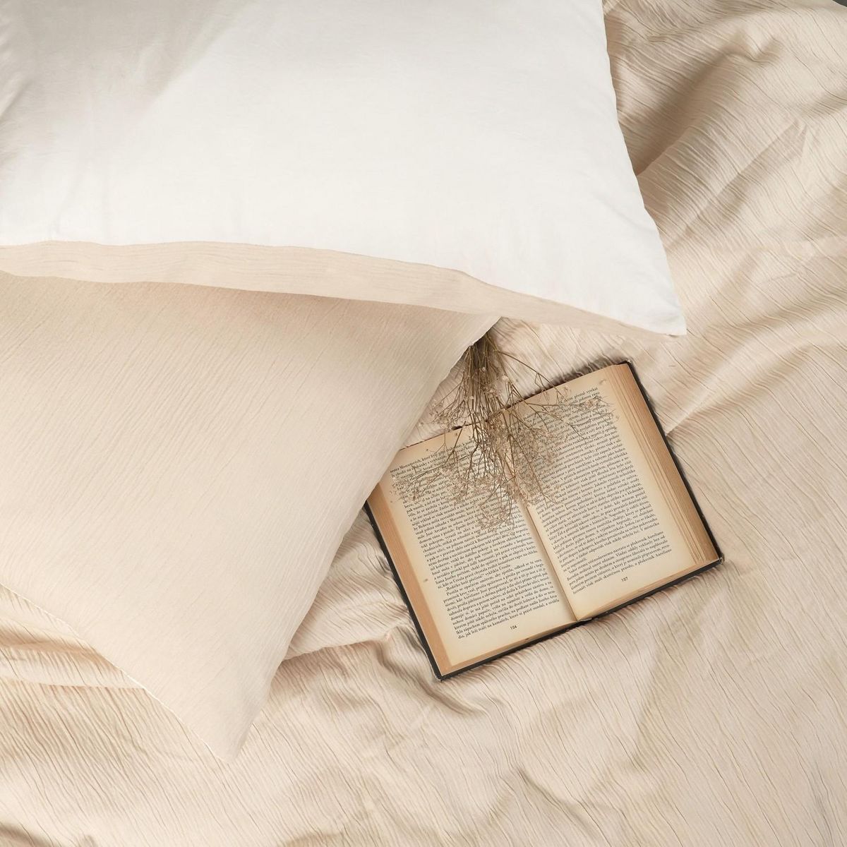 Les Ateliers du Linge Parure Gaze De Microfibre 240x220cm Bicolore Ecru Naturel + Blanc