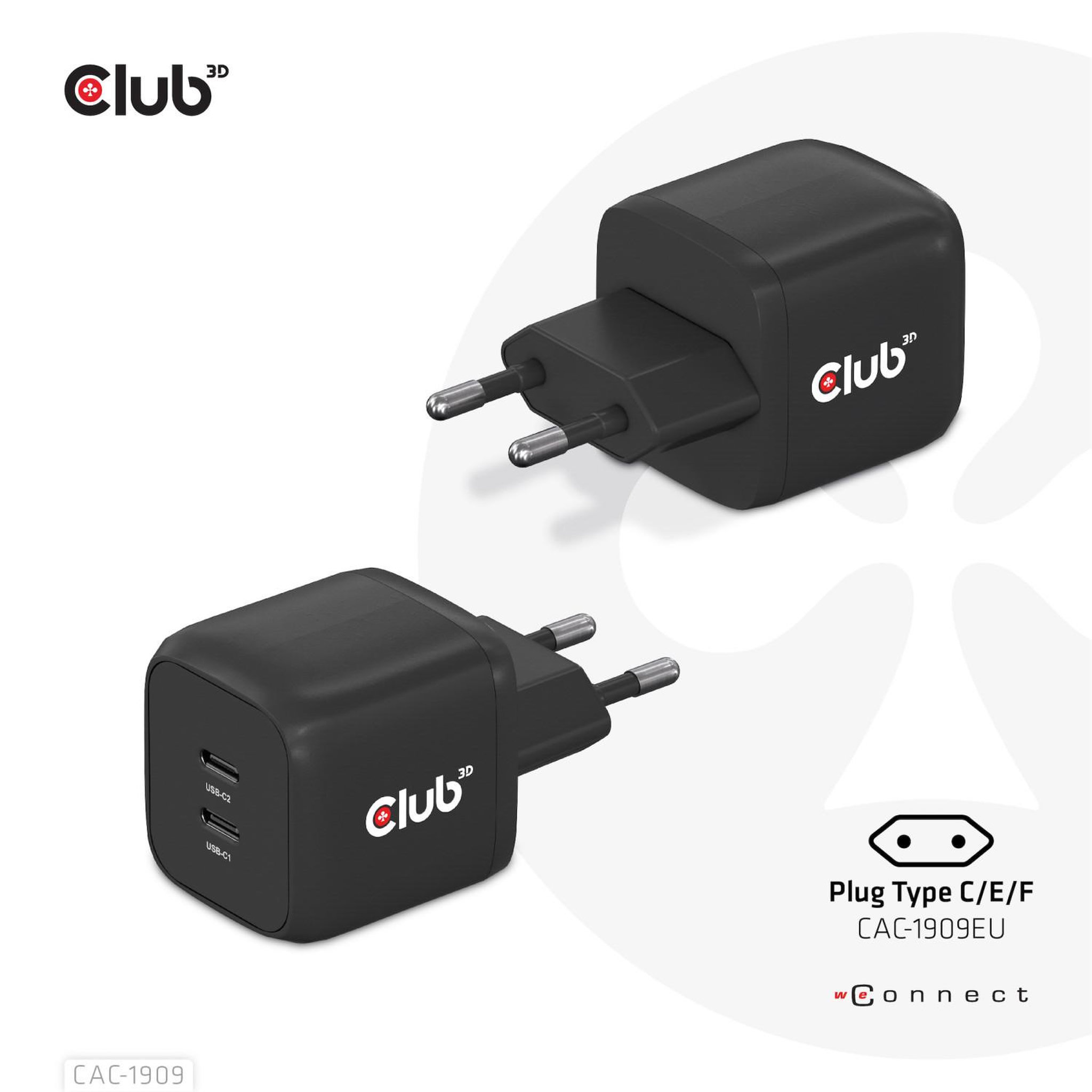 CLUB 3D Club3d cac-1909eu chargeur d'appareils mobiles téléphone portable, ordinateur portable, smartphone noir secteur intérieure