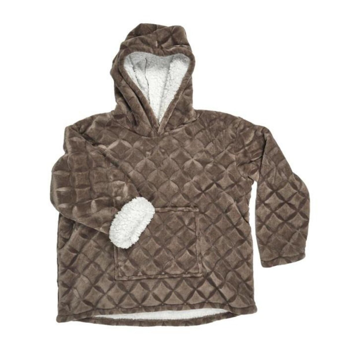 Paris Prix Plaid Sweat à Capuche  Embosse  85x118cm Marron