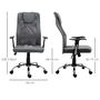 Voir la diapositive 3 : HOMCOM Fauteuil de bureau ergonomique hauteur assise réglable pivotant 360° revêtement synthétique et maille gris
