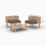 Voir la diapositive 4 : Rendez vous déco Salon de jardin 2 places en teck et tissu gris, 2 fauteuils-Kilda
