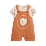 Petit Béguin Ensemble salopette bébé en gaze de coton et t-shirt Tango. Coloris disponibles : Marron