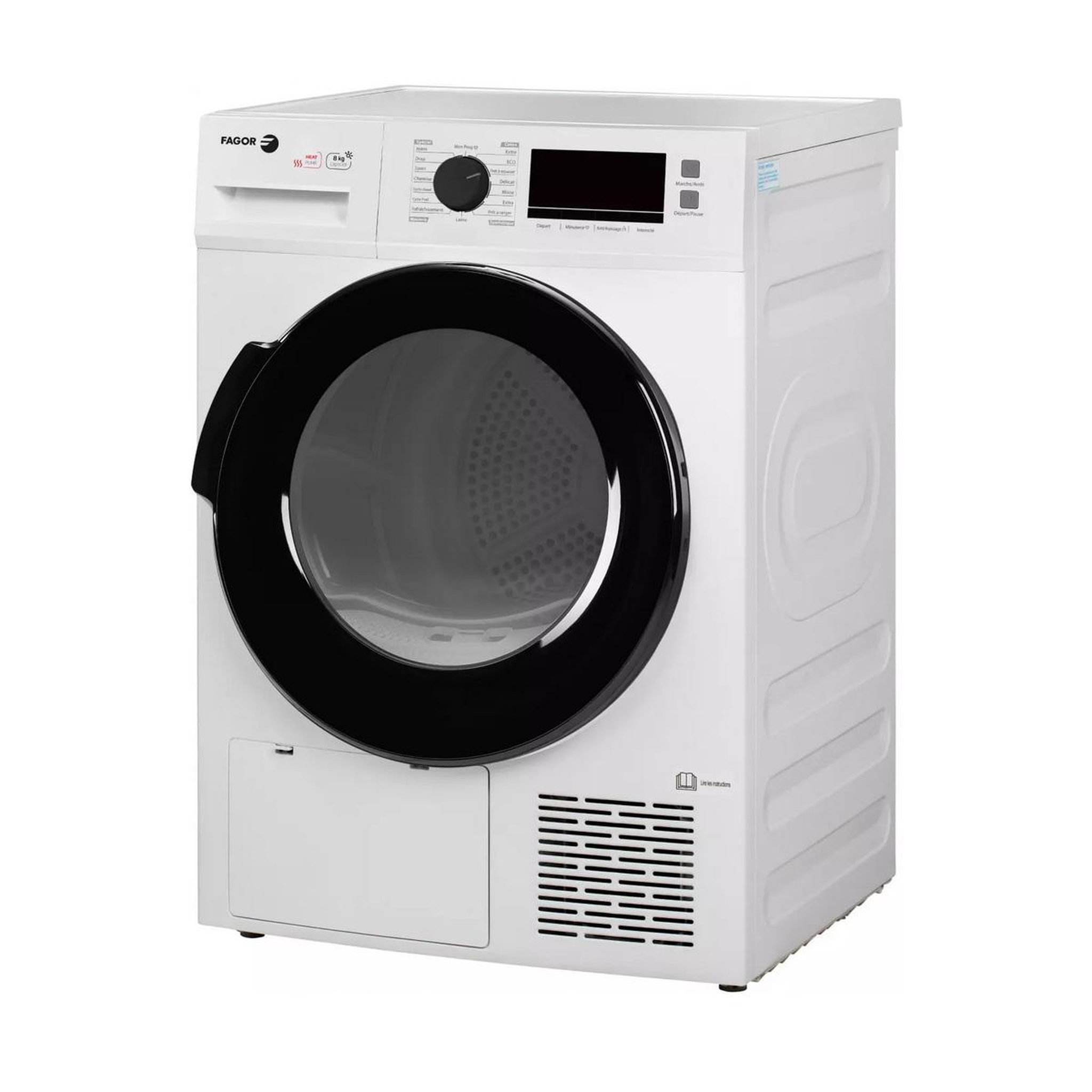 Voir la diapositive 4 : Fagor Sèche-linge pompe à chaleur 60cm 8kg blanc - fslp08a2_1