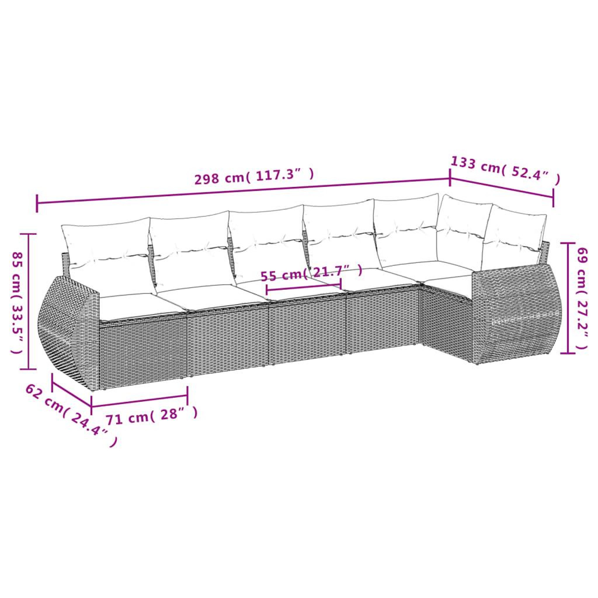 Voir la diapositive 6 : VIDAXL Salon de jardin avec coussins 6 pcs marron resine tressee