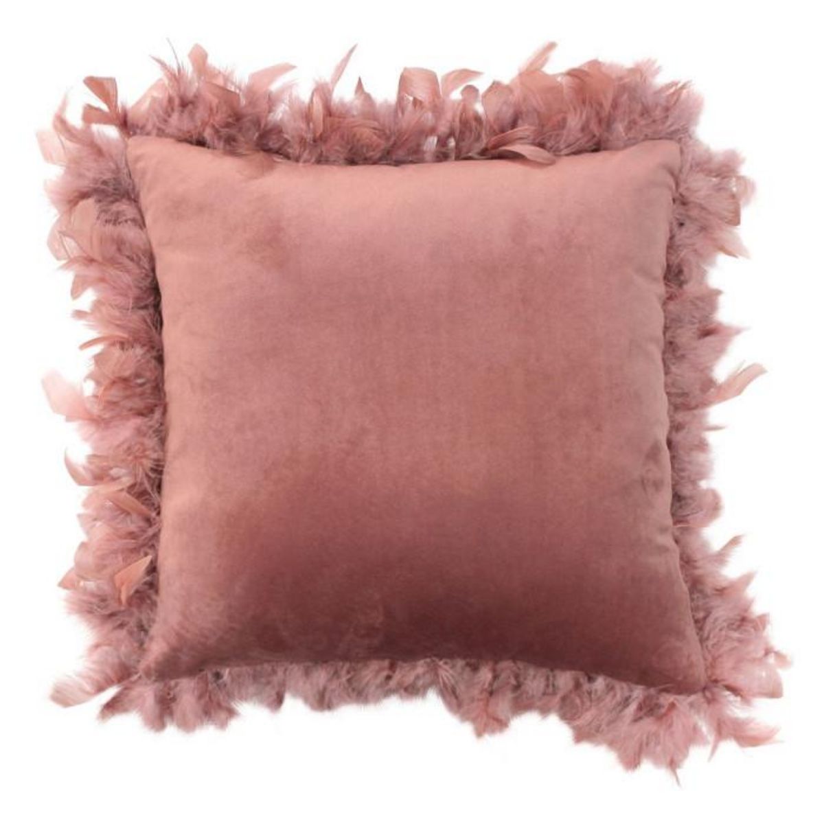 Paris Prix Coussin Déco Plumes  Marlina  40x40cm Rose
