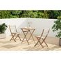 Voir la diapositive 2 : MARKET24 Set bistrot pliable en bois d'acacia FSC avec tressage en corde beige - 2 personnes - MAKENA