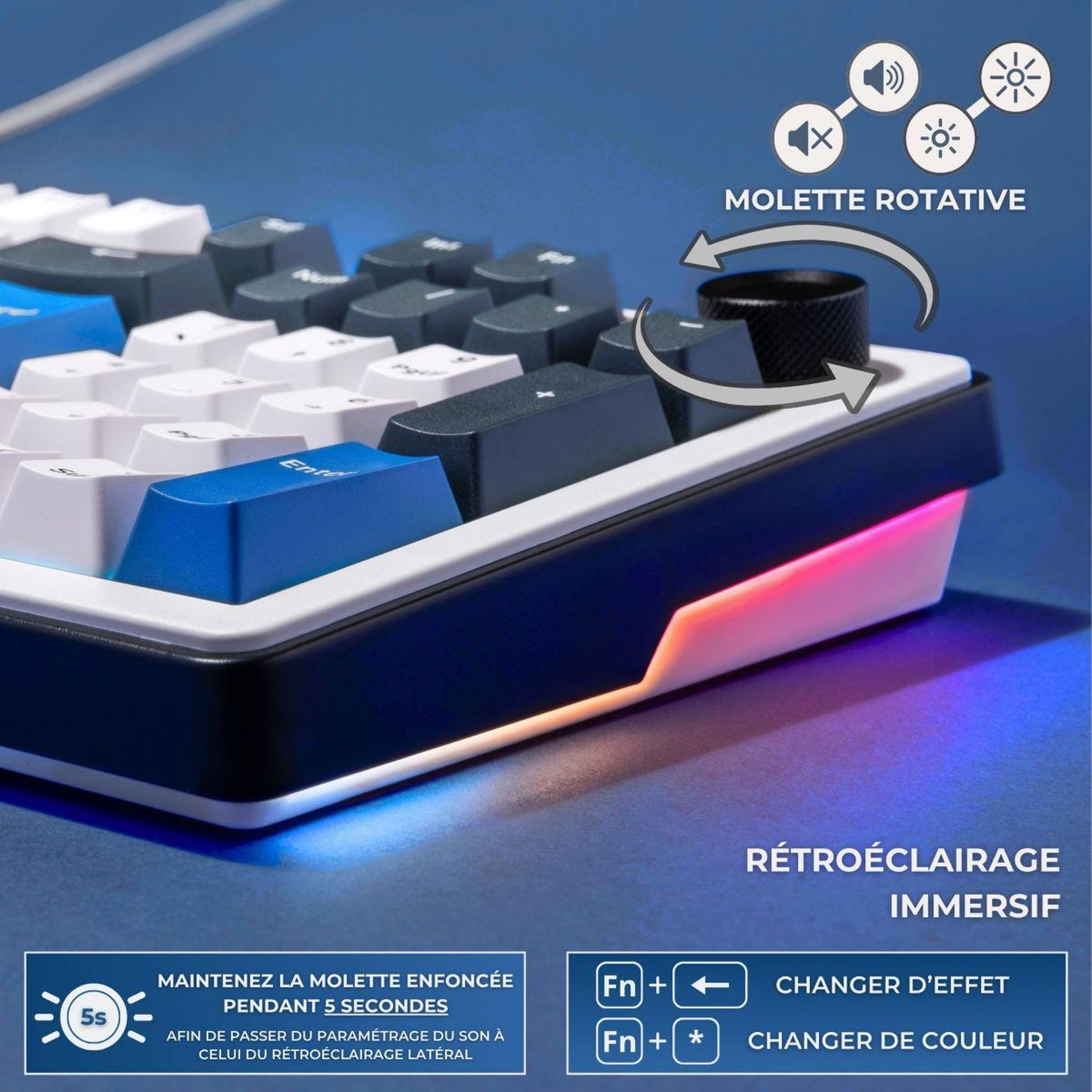 Voir la diapositive 5 : THE G-LAB Clavier gamer keyz elite 400 he bw magnetique