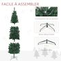 Voir la diapositive 6 : HOMCOM Sapin de Noël artificiel 180 cm slim avec support en acier pliable, 479 branches épines, décoration de Noël effet réaliste, vert
