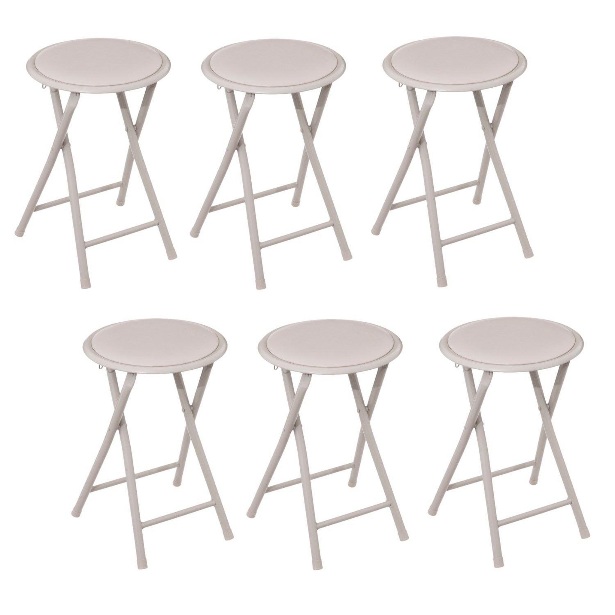 TOILINUX Lot de 6 tabourets d'appoint pliables en pvc - beige